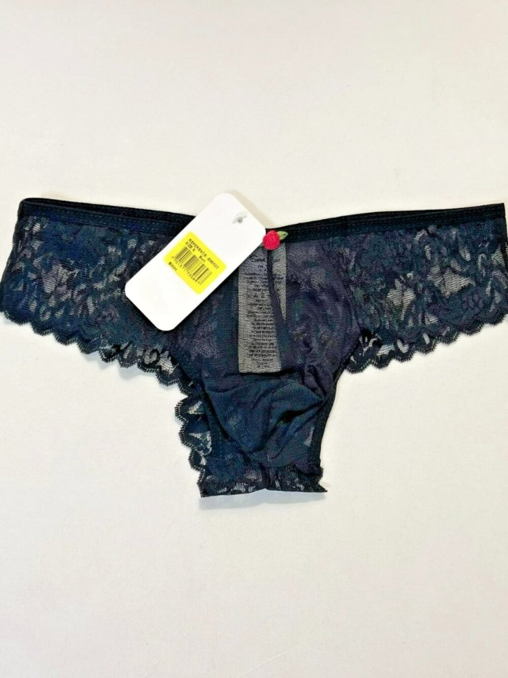 Secret Male Size "S" Polyamide Blend Sheer Lace Brazilin Cut Brief - Black